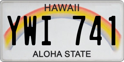 HI license plate YWI741