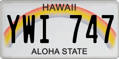 HI license plate YWI747