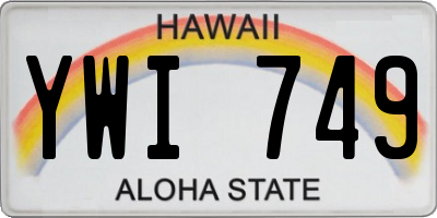 HI license plate YWI749