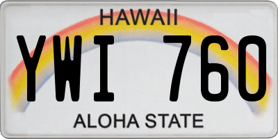 HI license plate YWI760