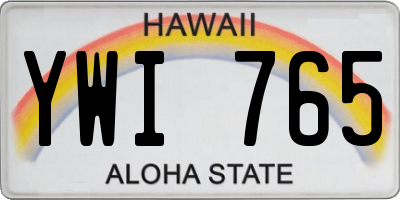 HI license plate YWI765
