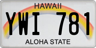 HI license plate YWI781