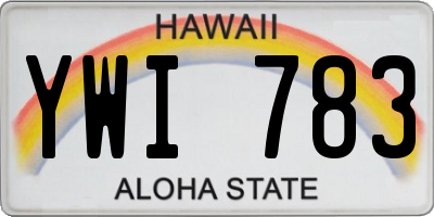 HI license plate YWI783