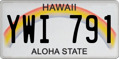 HI license plate YWI791