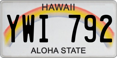 HI license plate YWI792