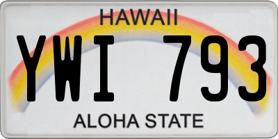HI license plate YWI793