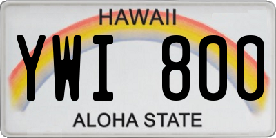 HI license plate YWI800