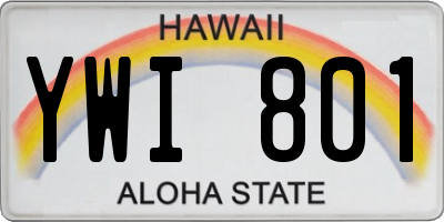 HI license plate YWI801