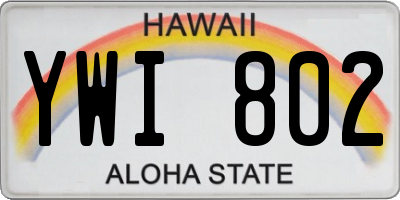HI license plate YWI802