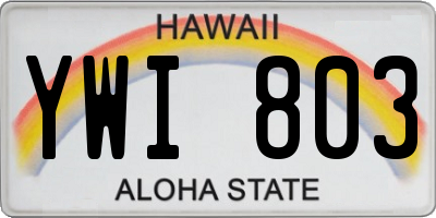 HI license plate YWI803