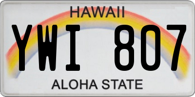 HI license plate YWI807
