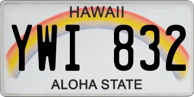 HI license plate YWI832