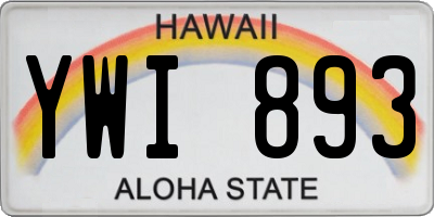 HI license plate YWI893