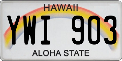 HI license plate YWI903