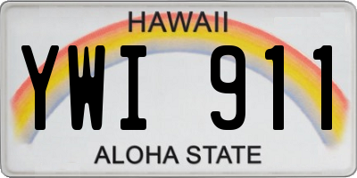 HI license plate YWI911