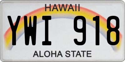HI license plate YWI918