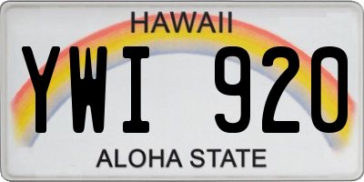 HI license plate YWI920