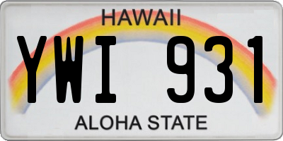 HI license plate YWI931