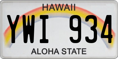 HI license plate YWI934