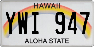 HI license plate YWI947
