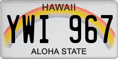 HI license plate YWI967