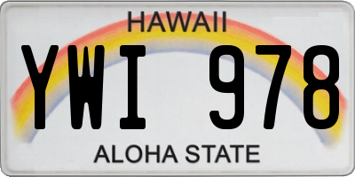 HI license plate YWI978