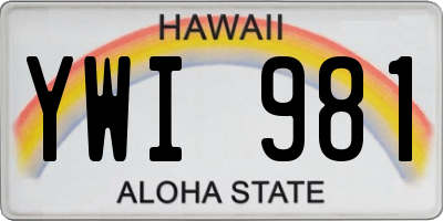HI license plate YWI981