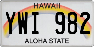 HI license plate YWI982