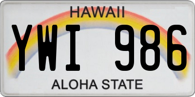HI license plate YWI986