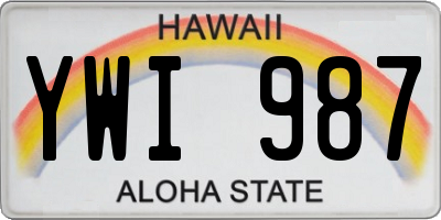 HI license plate YWI987