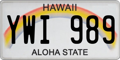 HI license plate YWI989