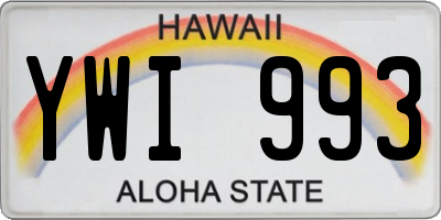 HI license plate YWI993