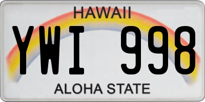 HI license plate YWI998