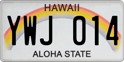HI license plate YWJ014