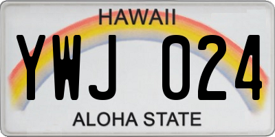 HI license plate YWJ024