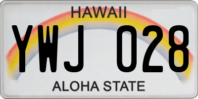 HI license plate YWJ028