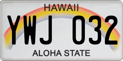 HI license plate YWJ032