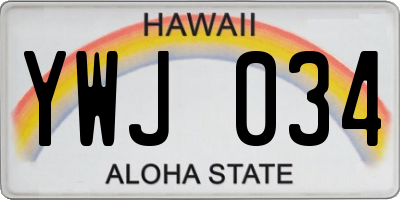 HI license plate YWJ034