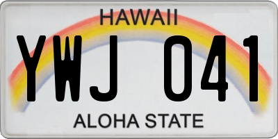HI license plate YWJ041