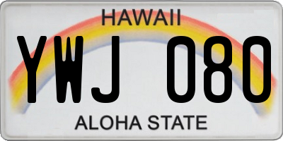 HI license plate YWJ080