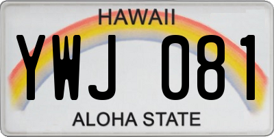 HI license plate YWJ081