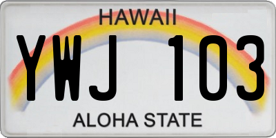 HI license plate YWJ103