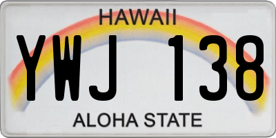 HI license plate YWJ138