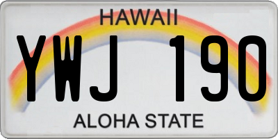 HI license plate YWJ190