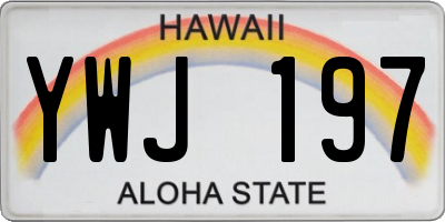 HI license plate YWJ197