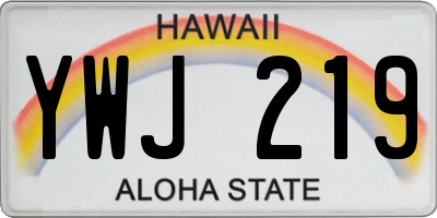 HI license plate YWJ219