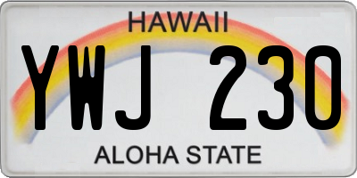 HI license plate YWJ230