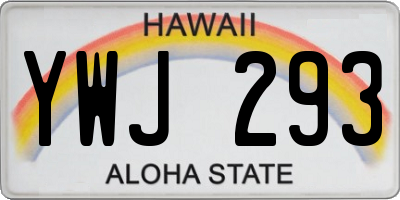 HI license plate YWJ293
