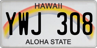 HI license plate YWJ308