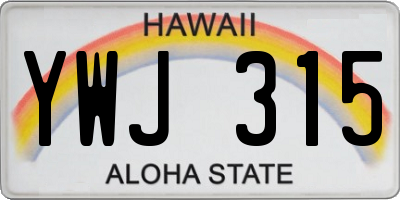 HI license plate YWJ315